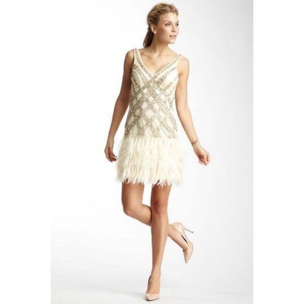 Sue Wong Ostrich Feather Dress Size 4